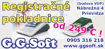 Fiskálne registračné pokladnice od 249 € - G.G.Soft Prievidza